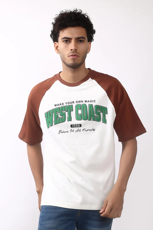 Jevoxx West Coast Raglan Tee – Brown & White