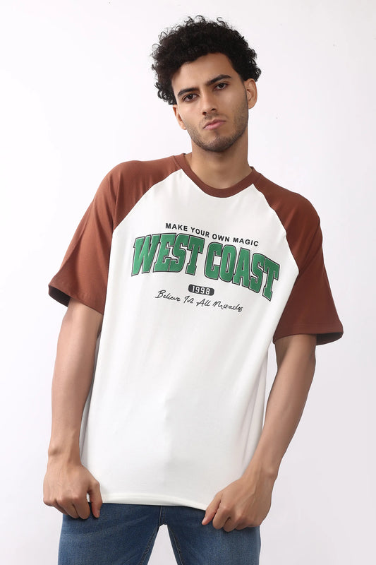 Jevoxx West Coast Raglan Tee – Brown & White