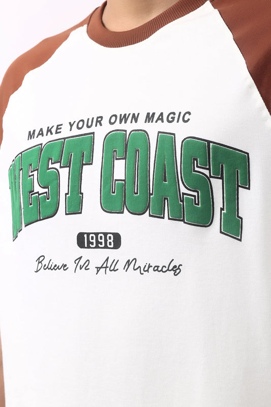 Jevoxx West Coast Raglan Tee – Brown & White