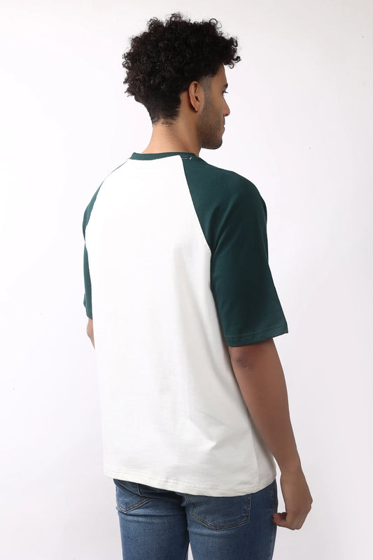 Jevoxx West Coast Raglan Tee – Forest Green & White