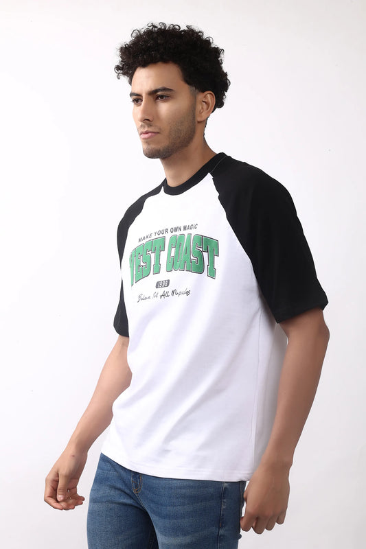 Jevoxx West Coast Raglan Tee  – Black & White