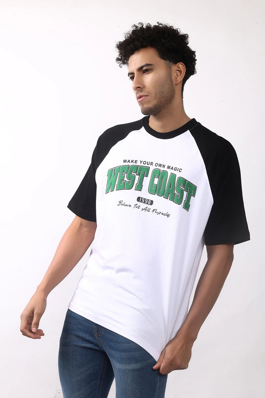 Jevoxx West Coast Raglan Tee  – Black & White