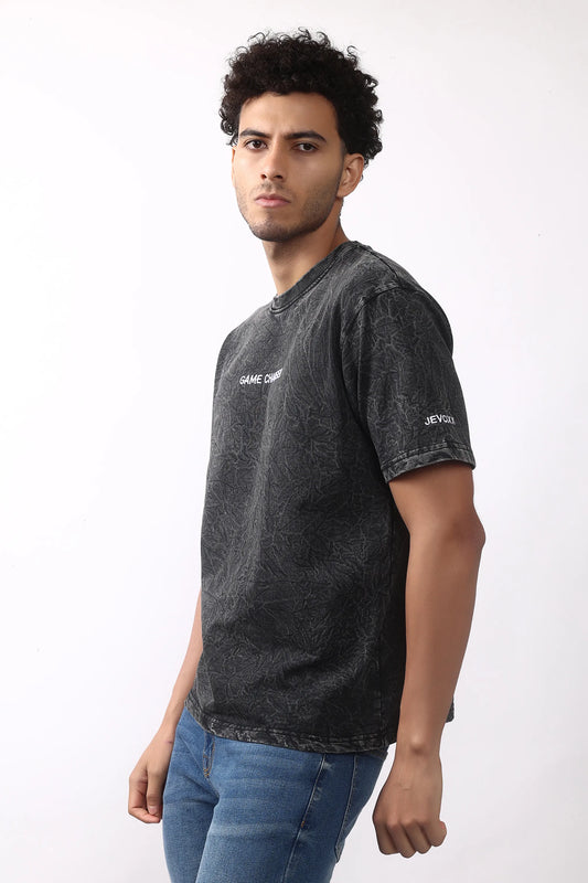Jevoxx Game Changer Oversized T-Shirt — Black-Grey Acid Wash