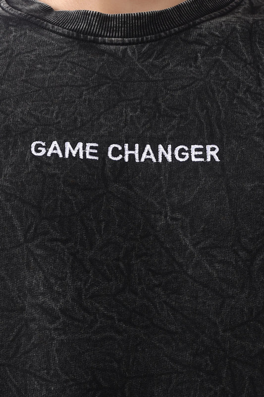 Jevoxx Game Changer Oversized T-Shirt — Black-Grey Acid Wash