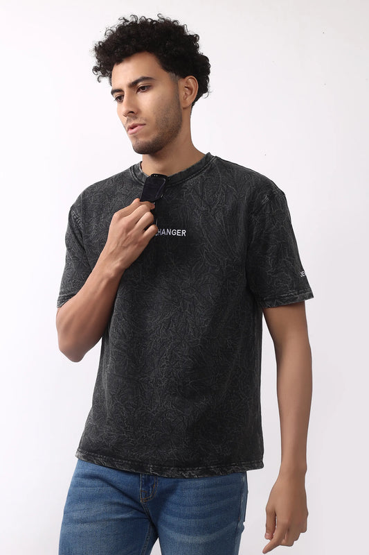 Jevoxx Game Changer Oversized T-Shirt — Black-Grey Acid Wash