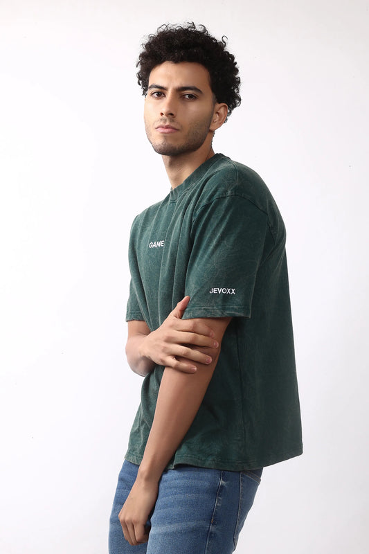Jevoxx "Game Changer" Oversized T-Shirt – Acid Wash D-Green