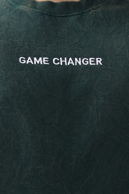 Jevoxx "Game Changer" Oversized T-Shirt – Acid Wash D-Green