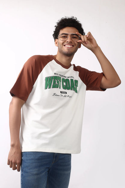 Jevoxx West Coast Raglan Tee – Brown & White