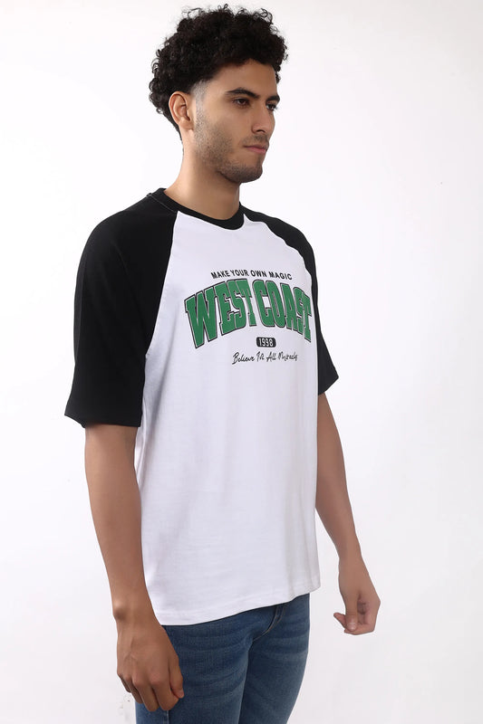 Jevoxx West Coast Raglan Tee  – Black & White