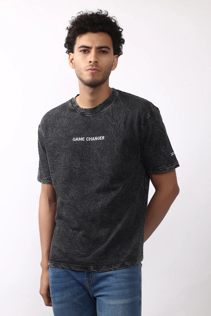 Jevoxx Game Changer Oversized T-Shirt — Black-Grey Acid Wash