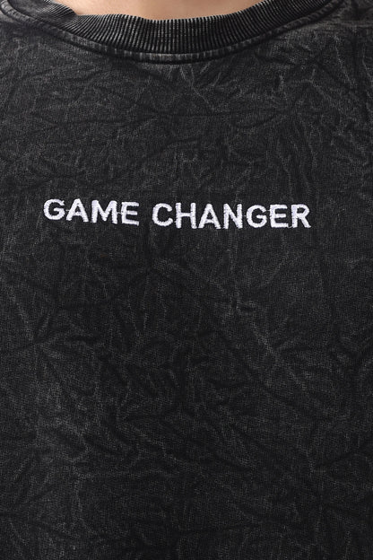Jevoxx Game Changer Oversized T-Shirt — Black-Grey Acid Wash
