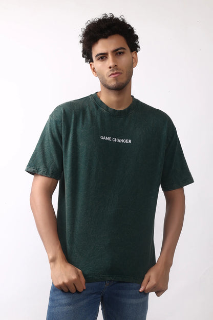 Jevoxx "Game Changer" Oversized T-Shirt – Acid Wash D-Green