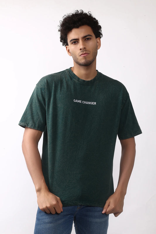 Jevoxx "Game Changer" Oversized T-Shirt – Acid Wash D-Green
