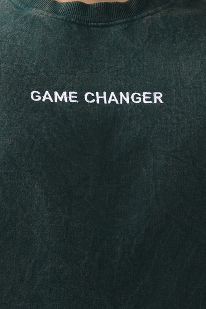 Jevoxx "Game Changer" Oversized T-Shirt – Acid Wash D-Green
