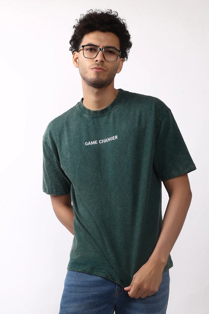 Jevoxx "Game Changer" Oversized T-Shirt – Acid Wash D-Green