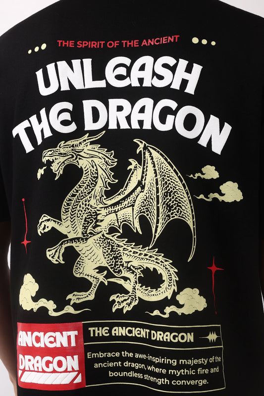 Jevoxx “Unleash The Dragon” Oversized T-Shirt – Black